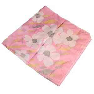 Vintage Another Hit Scarf Pink with White & Gray Flowers and Yellow accents